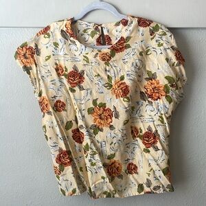 Vintage Jaclyn Smith yellow floral short sleeve button back blouse